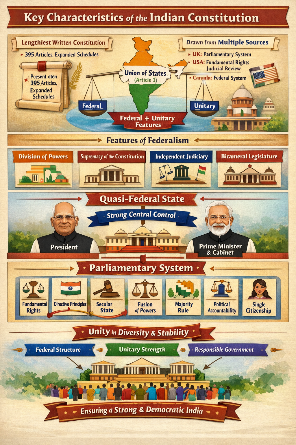 Indian Constitution: Federal Structure & Form of Government.