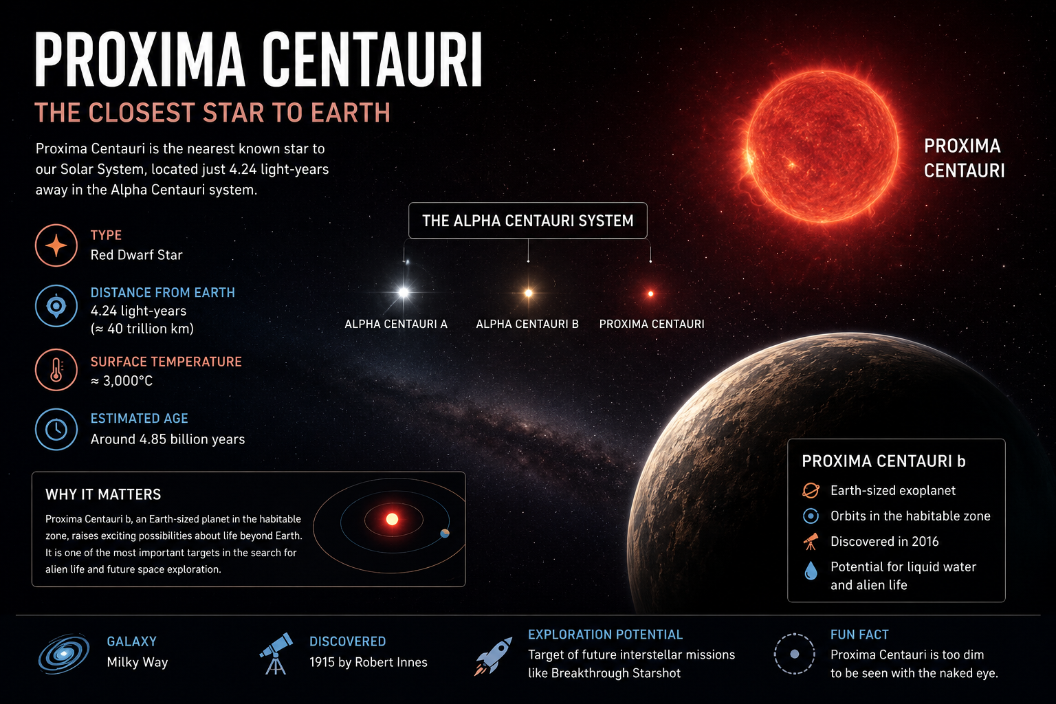 Proxima Centauri: The Closest Star to Earth and Its Hidden Secrets
